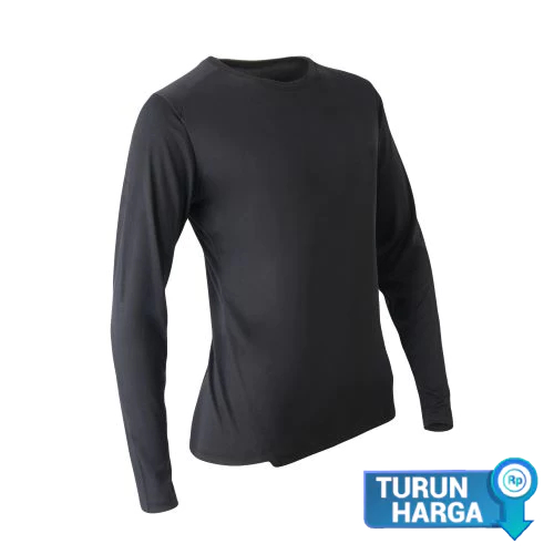 Decathlon Kalenji Kaus Lari Jogging Lengan Panjang Sun Protect Wanita Hitam - 8380664