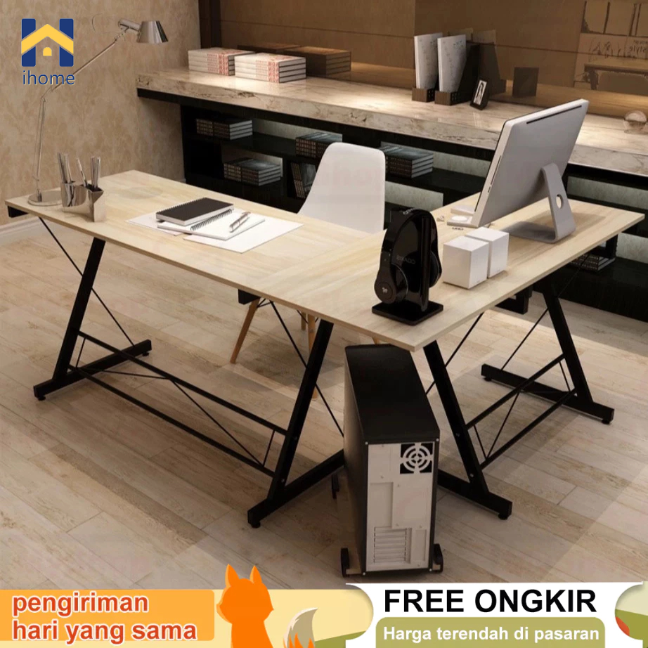 IH Meja L Meja Kerja L Meja Kantor Serbaguna Meja Gaming Meja PC L shaped Desk