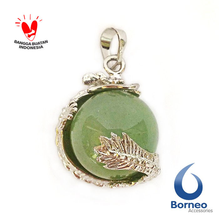 Liontin Batu Bulat Naga Melingkar Giok