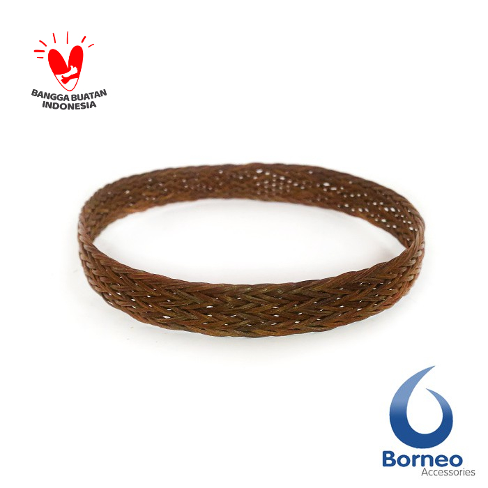 Gelang Anyaman Simpai Rotan Dayak Kalimantan Coklat Polos