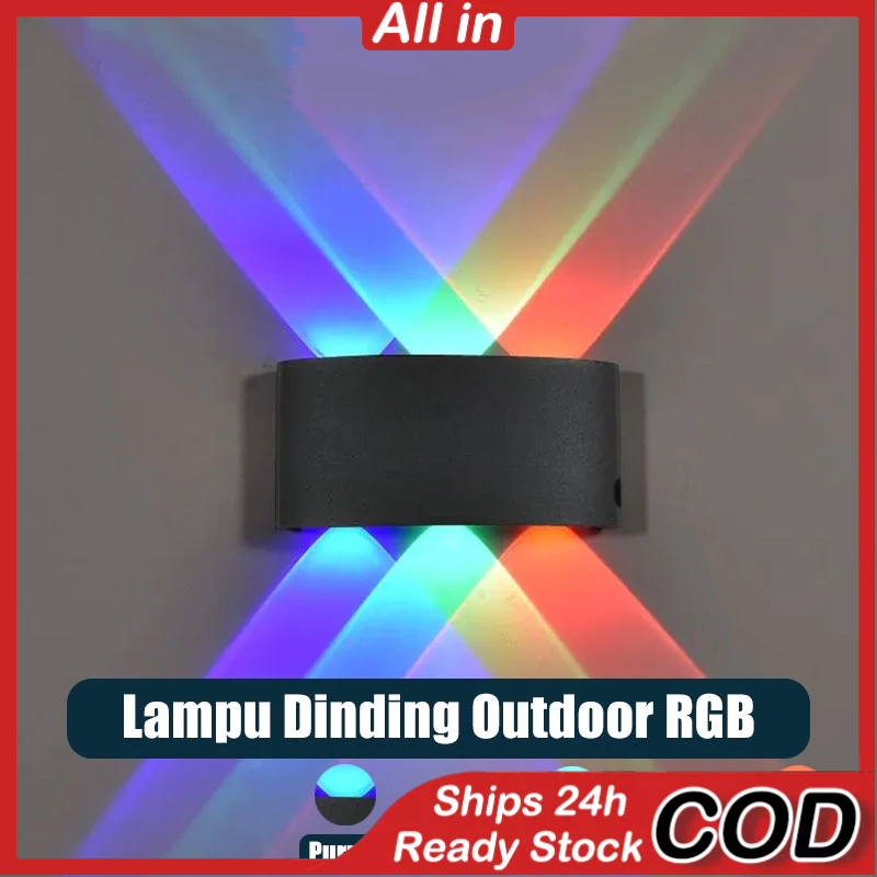 12leds Lampu Dinding Led Lampu warna-warni Outdoor Minimalis Hias Taman Lampu Tembok Anti Air Lampu 