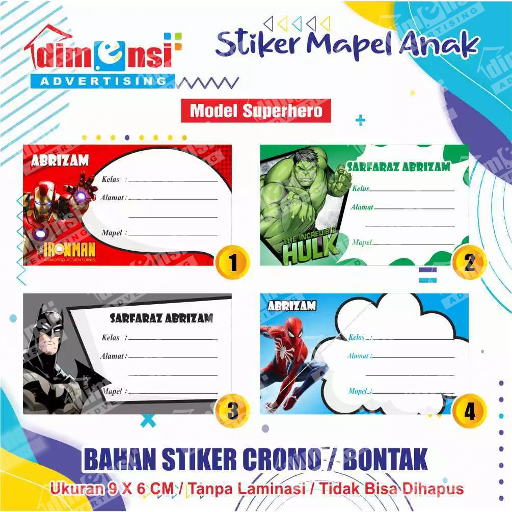 

Stiker Mapel Anak / Stiker Buku Pelajaran / Stiker Buku Tulis - DIMENSIADV