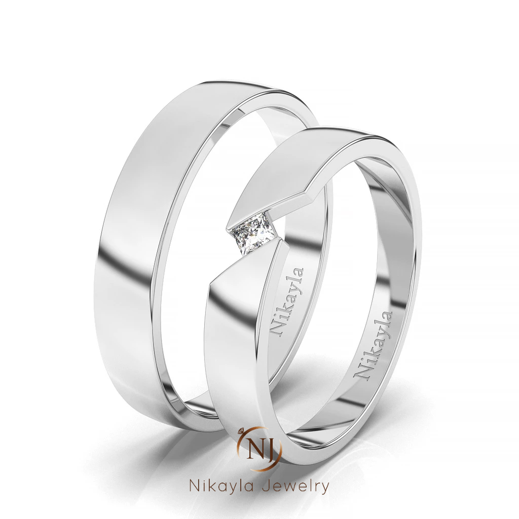 Nikayla Jewelry - Cincin Tunangan Perak Couple Murni Nikayla