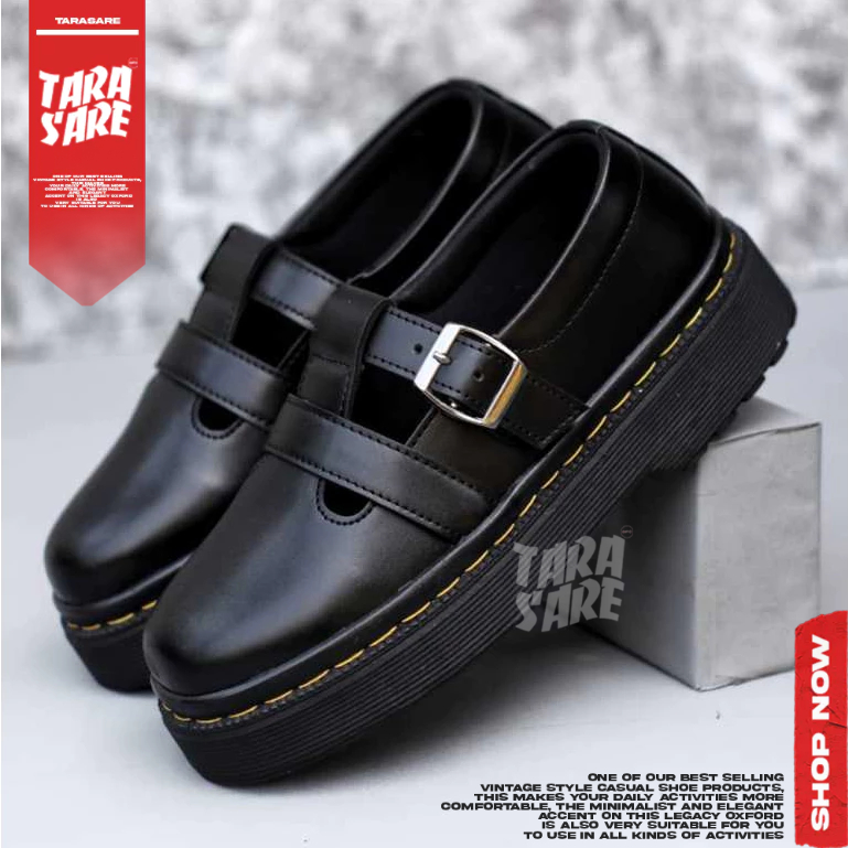 VOURIN - Sepatu Formal Loafers Docmart Wanita Hak Tinggi