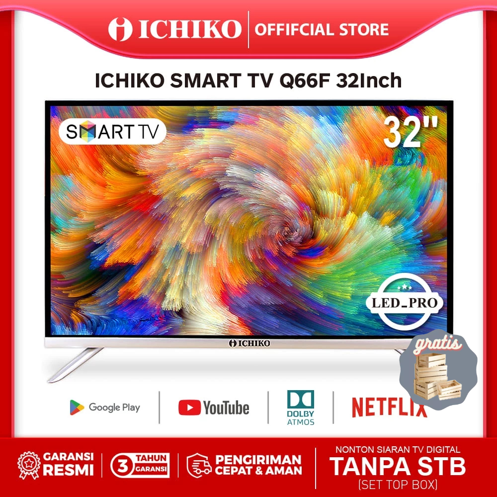ICHIKO Smart TV 32 Inch LED TV Android - Android 11-HD-Wifi/HDMI/USB/ Bluethooth-Google Play/Youtube