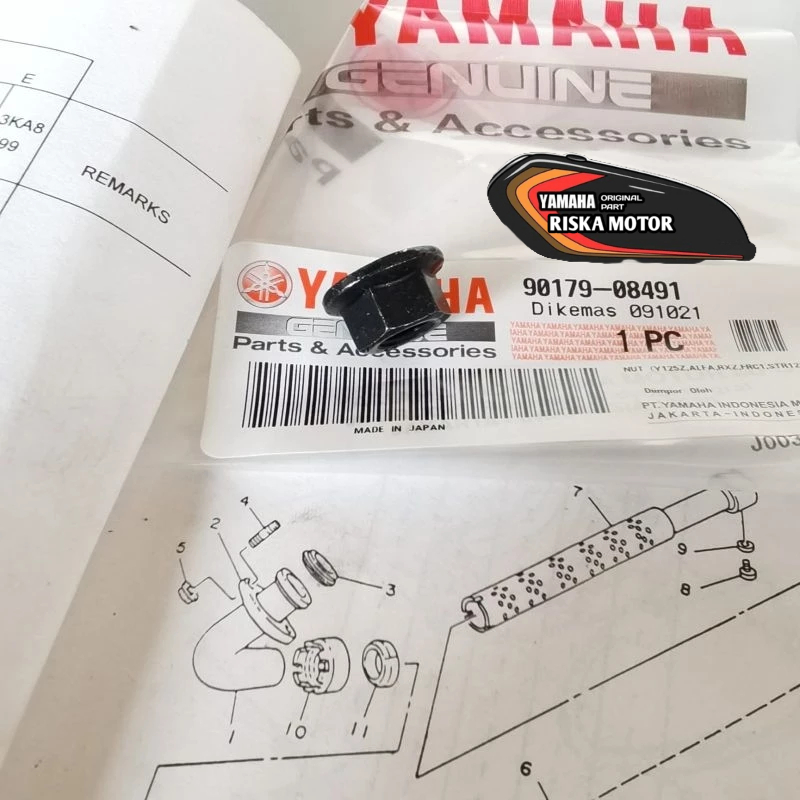 MUR LEHER KNALPOT - MUR JOK - MUR MOUNTING MESIN RX KING RXZ RXS YT115 ORI ORIGINAL 90179-08491