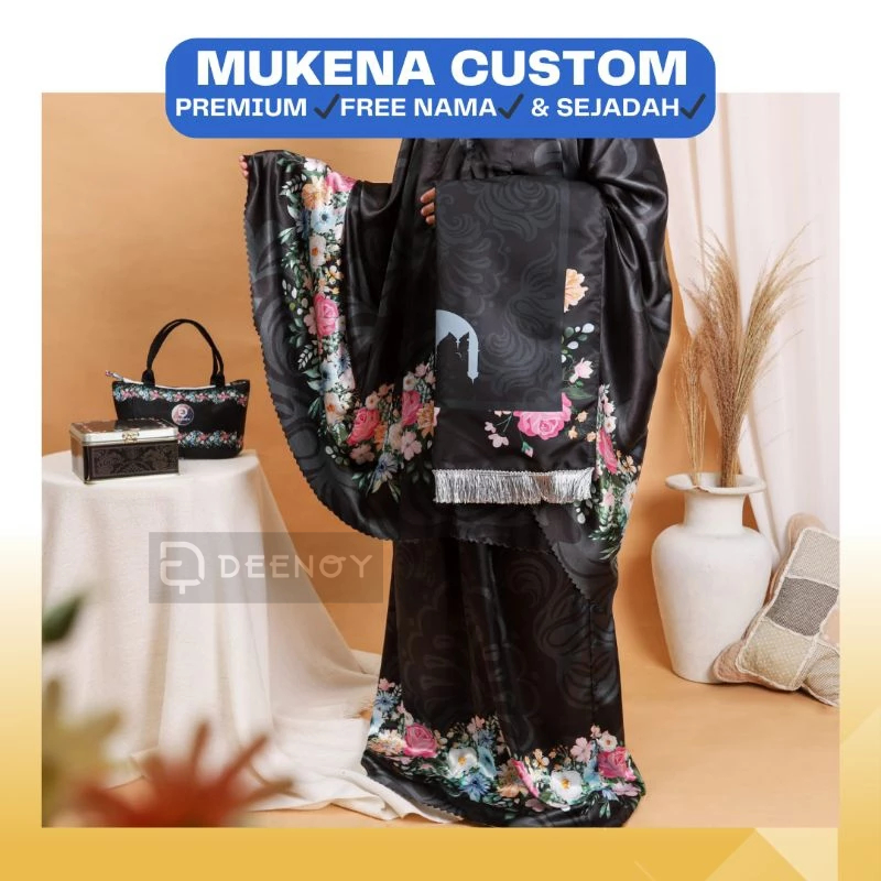 Deenoy - Mukena Travel Premium Silk Plus Sajadah Dan Tote Bag Bonus Tambah Nama