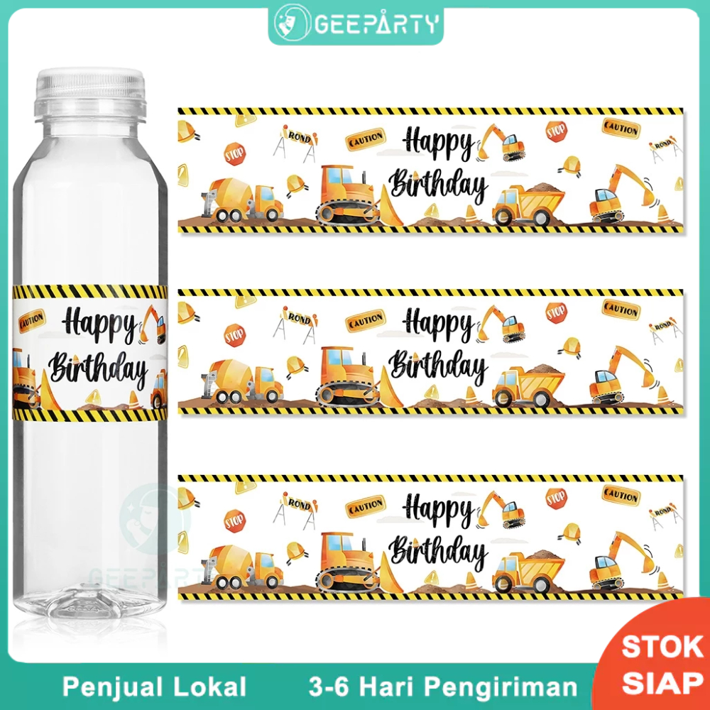 

10 Pcs Label Stiker Botol Air Pola Konstruksi Label Untuk Dekorasi Pesta Ulang Tahun Anak Laki-laki