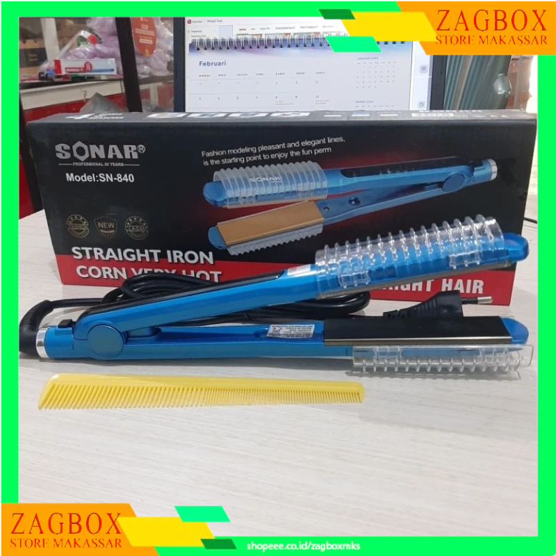 SONAR SN 840 Catokan Rambut 2 in 1 Catok Rambut SONAR SN 840 Catok Pelurus dan Curly Rambut