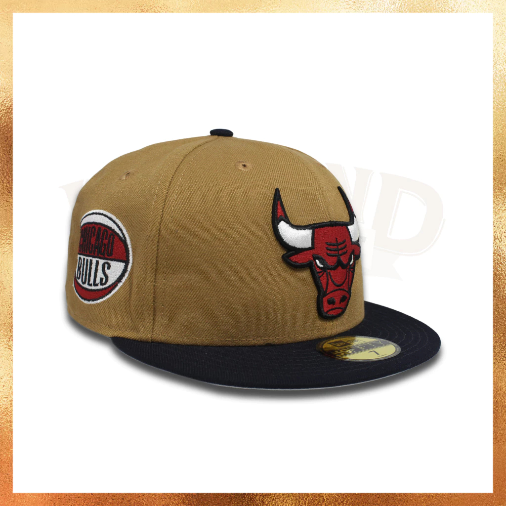 Topi New Era Chicago Bulls Patch Brown 59FIFTY Fitted Hat Original