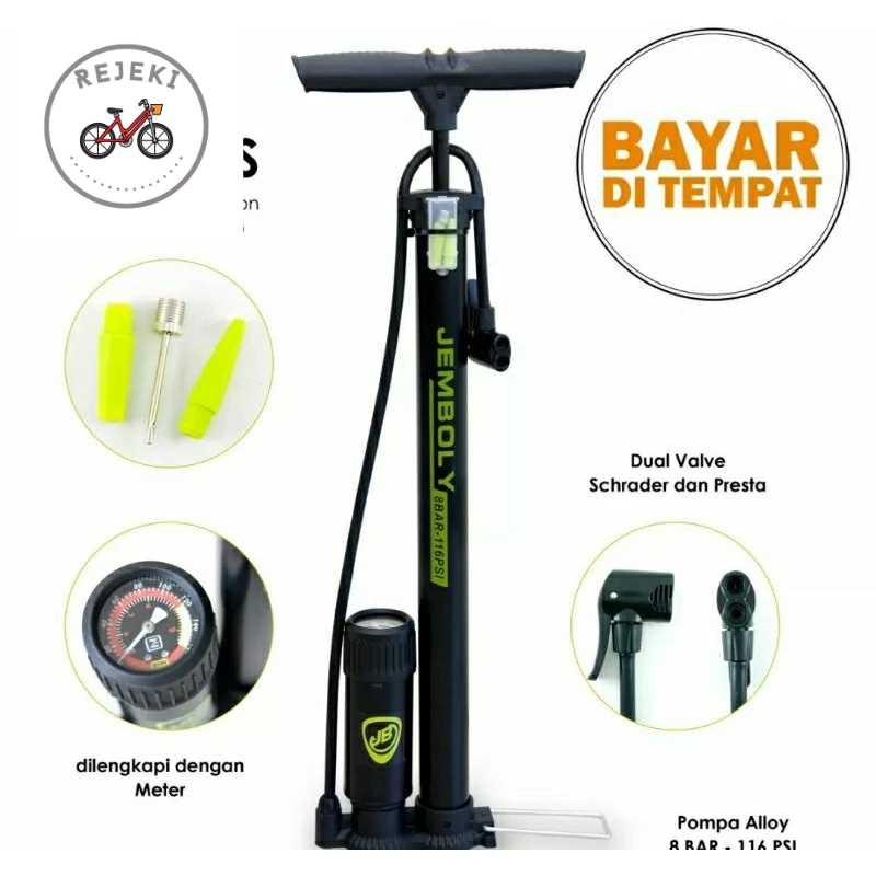 POMPA ANGIN / Pompa Ban / Pompa Motor JEMBOLY TABUNG, DAN METERAN PUTIH