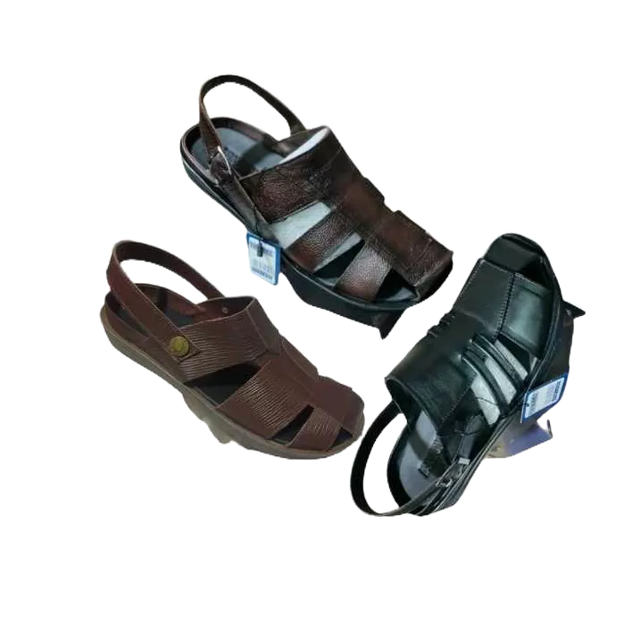 Sepatu Sandal Pria Kulit Asli - Sepatu Selop Bustong Cowok Kokoh, Anti Slip Nyaman Dipakai Harian