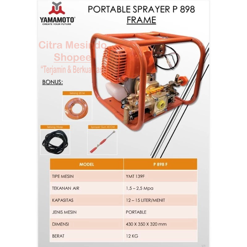 Mesin Jinjing Semprot Hama Atau Portable Sprayer P999 F 4-Tak Di Lengkapin Rangka Merk Yamamoto Stea