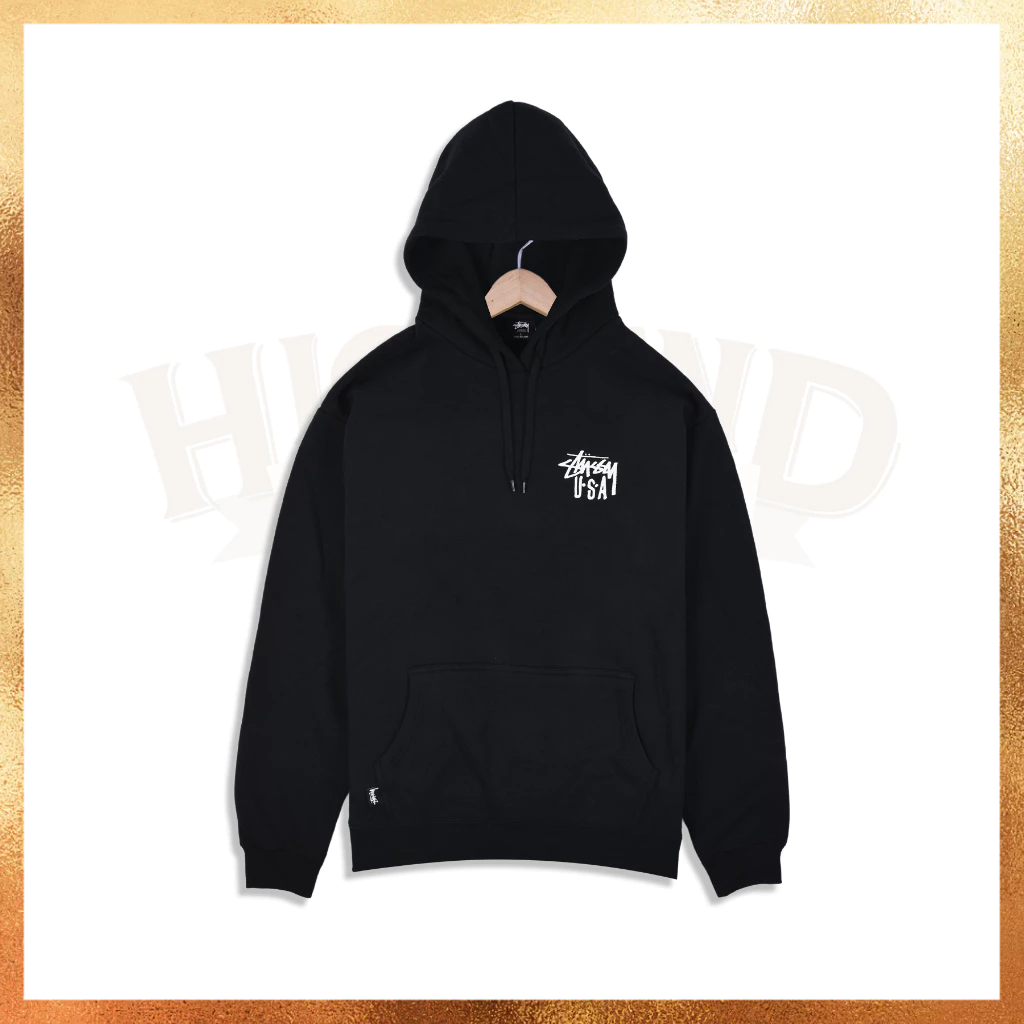 READY STOCK Hoodie Pria Stussy USA LCB Logo Black 100% Original