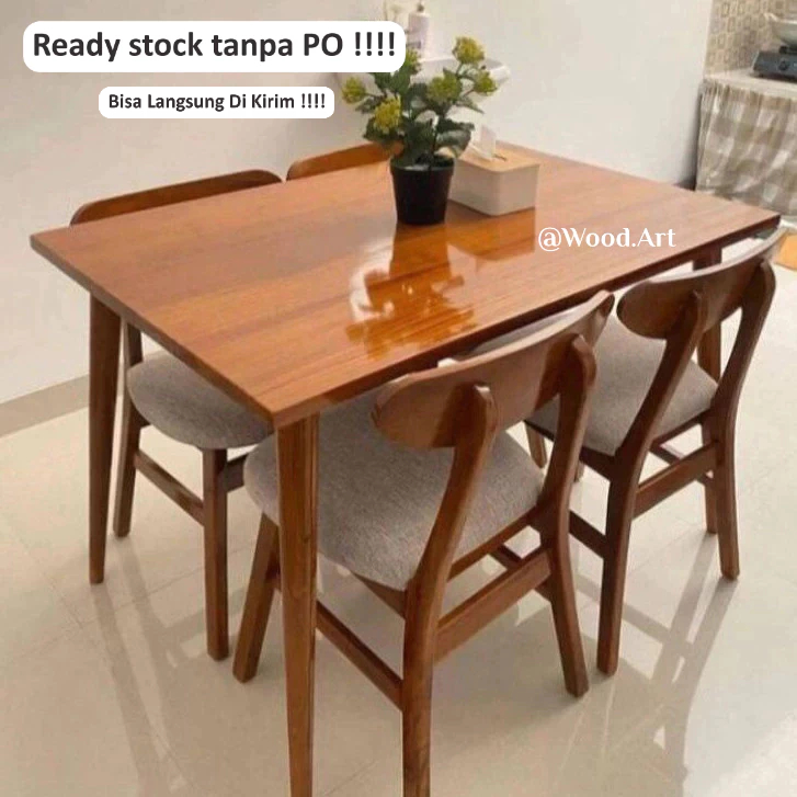 Ropan Set Meja Makan rumah restoran cafe Kayu Jati Wood Art Furniture