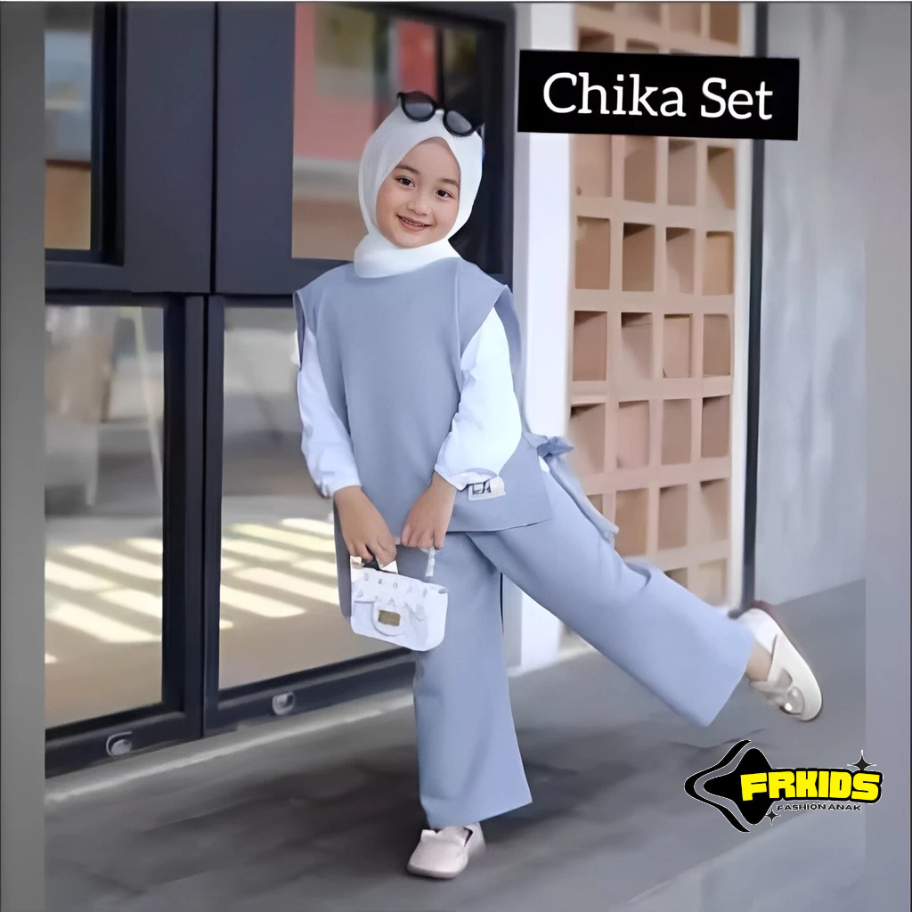 BAJU SETELAN ANAK PEREMPUAN GAMIS SYAR'I BAJU MUSLIM ANAK PEREMPUAN SET CHIKA 3-10 TAHUN