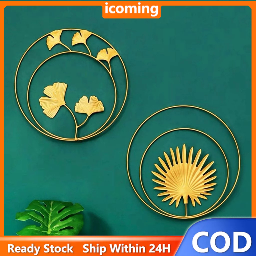UJS105 - Hiasan Dinding Bulat Frame Metal Gold Aesthetic /Hiasan Dinding besi ruang tamu