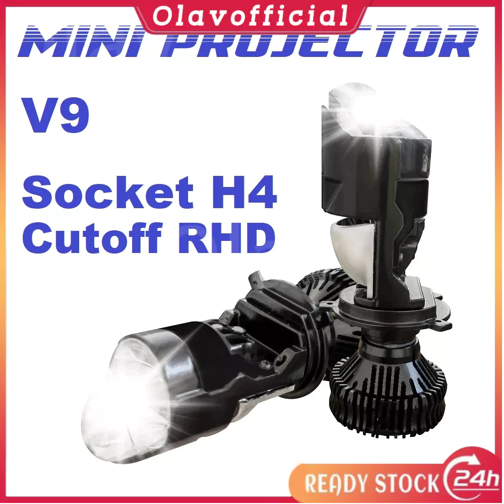 【COD】1PC Lampu Utama Led Mini Projector H4 Memotong Motor Mobil