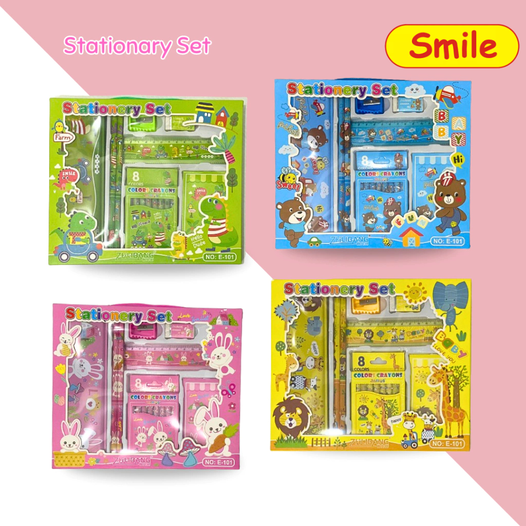 

Tempat Kotak Pensil Tepak Stationary Set Sekolah Alat Tulis Anak 7 in 1 Dinosaurus Giraffe Rabbit Mix Import