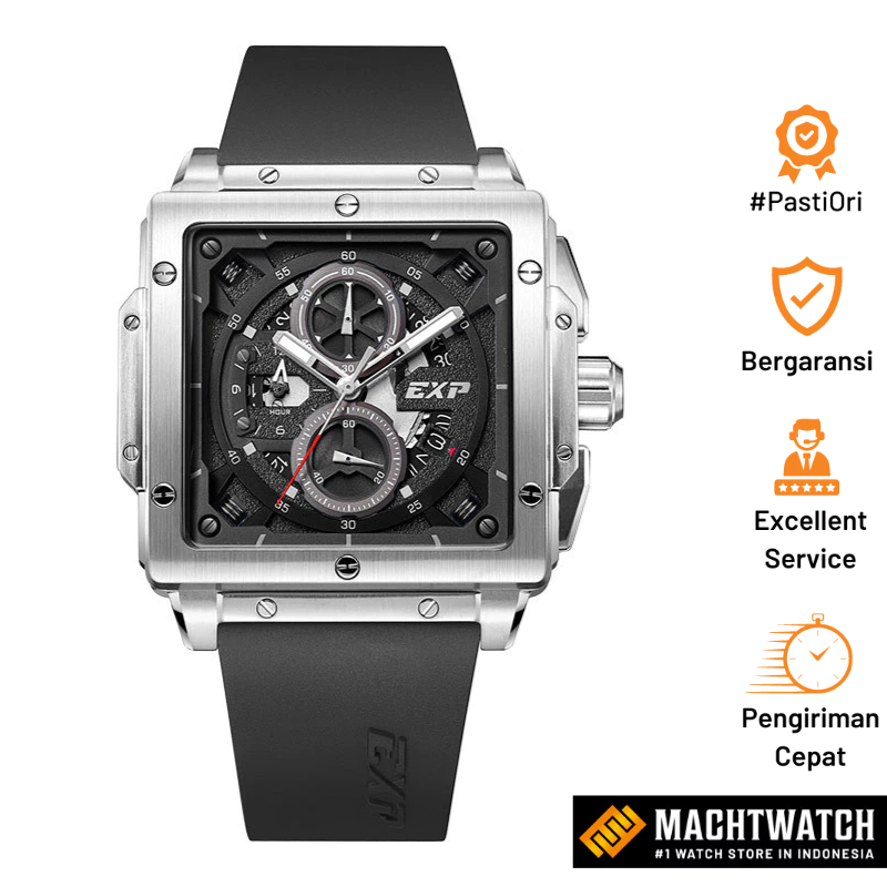 Jam Tangan Pria Expedition Chronograph E 6844 MC RSSBA Men Black Dial Black Rubber Strap