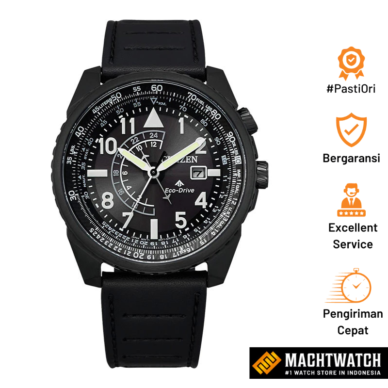 [PRJ 12.12] Jam Tangan Pria Citizen Promaster BJ7135-02E Nighthawk Eco Drive Black Dial Black Leathe