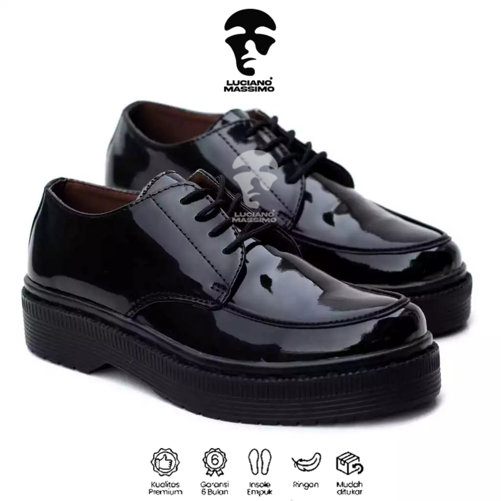 Sepatu Formal Pantofel Mengkilap Hitam Hak Tinggi Pdh Kerja Kantor Pria