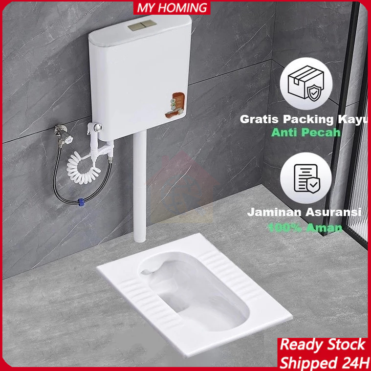 【Ready】 Kloset Jongkok Mr. Tao 506 1 Set Watertank Flush, Kloset Jongkok Keramik, Toilet Jongkok Mod