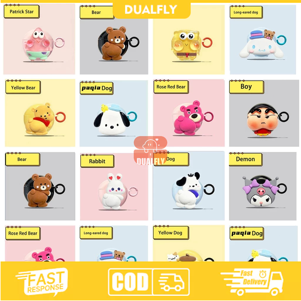 Case Silikon Baseus WM01/WM02/WM02+ - Desain Kartun Lucu, Anti Jatuh, Cocok untuk Hadiah