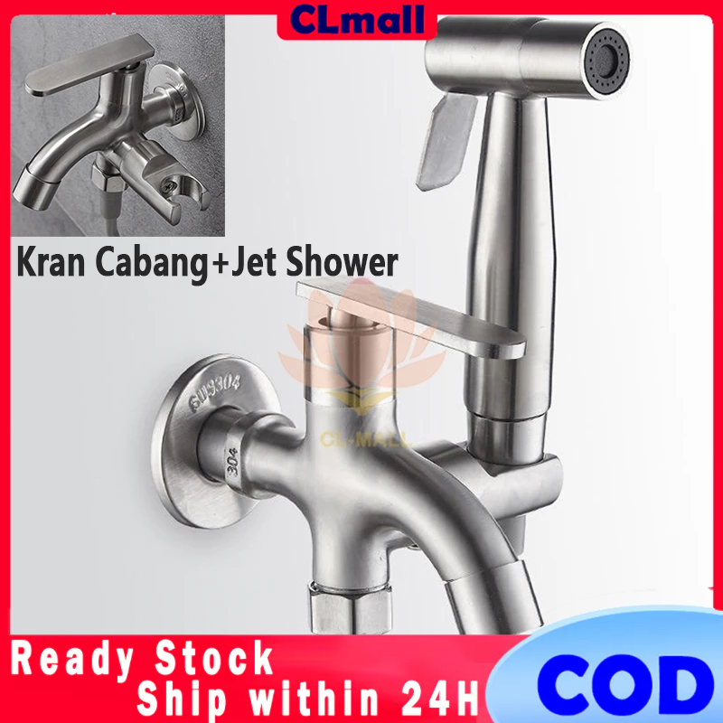 Jet Shower Kloset/Kran Cabang Shower Stainless/Jet Washer Toilet/Kran Closet Duduk/Kepala Jet Shower