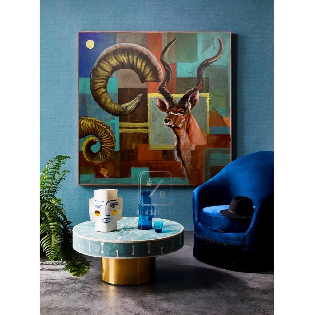 lukisan hewan rusa mewah hiasan dinding Mewah Soft Collor , Lukisan Minimalis Modern, Cocok Buat Hia