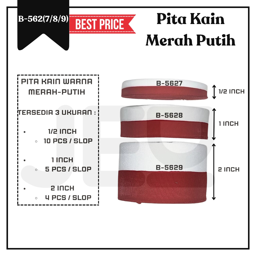 

1 Slop Pita Satin Merah Putih (0.5 Inch/1 Inch/2 inch)