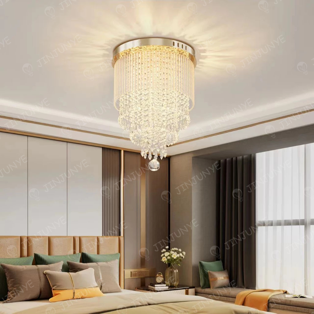 Lampu Plafon Kristal Modern LED Lampu Hias Ruang Tamu Mewah Elegan 6-layer Crystal Untuk Ruang Tamu/Kamar Tidur/Cafe/Hotel Lampu Plafon Minimalis termasuk E14 bohlam K9 Crystal Ceiling Lamp JINY