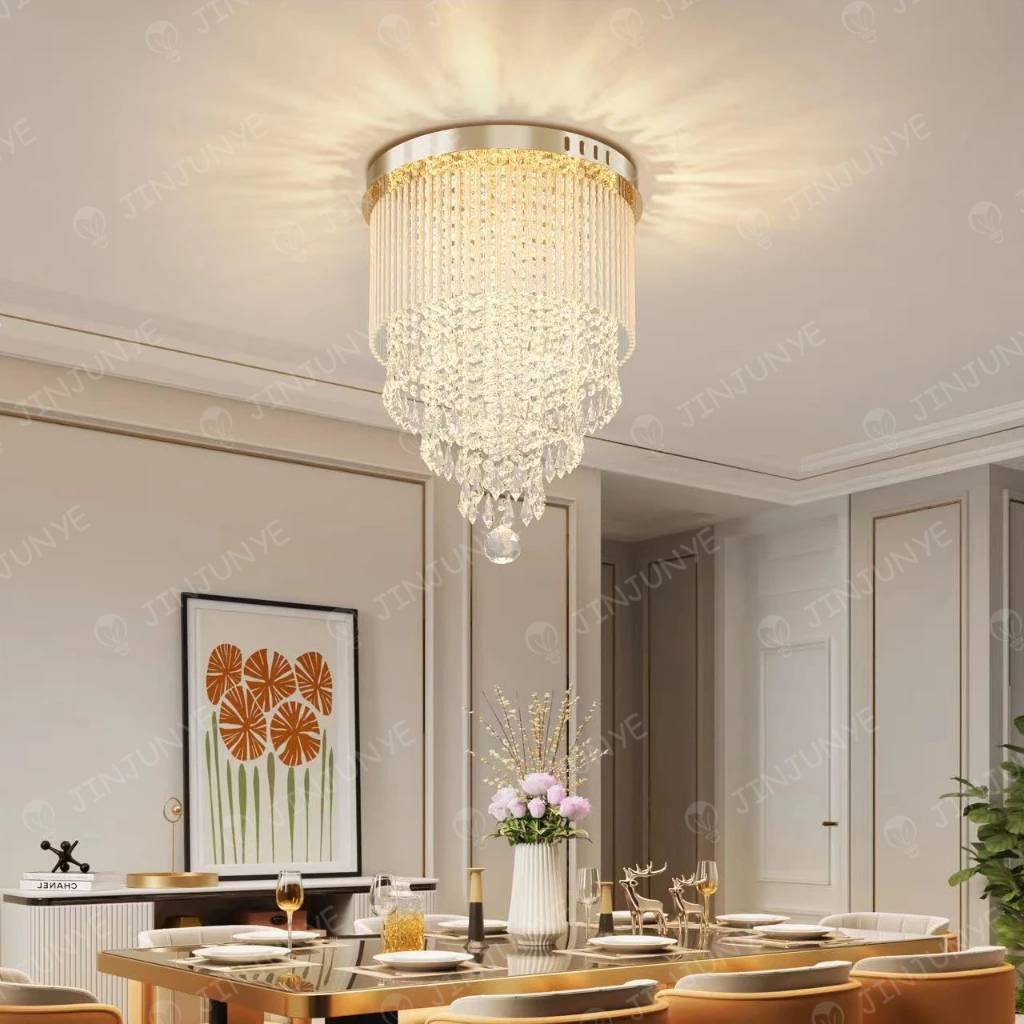 Lampu Plafon Kristal Modern LED Lampu Hias Ruang Tamu Mewah Elegan 6-layer Crystal Untuk Ruang Tamu/Kamar Tidur/Cafe/Hotel Lampu Plafon Minimalis termasuk E14 bohlam K9 Crystal Ceiling Lamp JINY