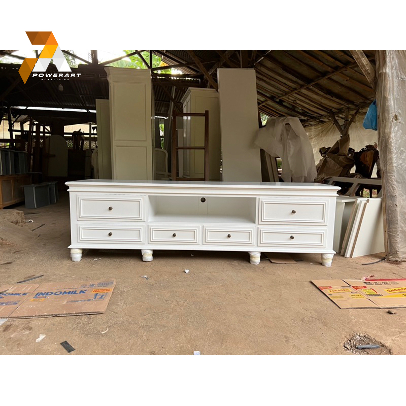 MEJA TV MODERN KLASIK DUCO PUTIH BUFET TV KLASIK