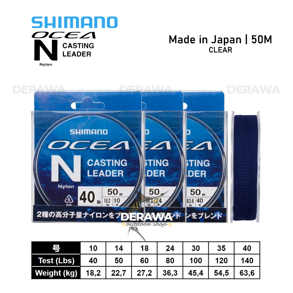 Senar SHIMANO OCEA NYLON CASTING LEADER 30M & 50M Clear | Made in Japan • Derawa