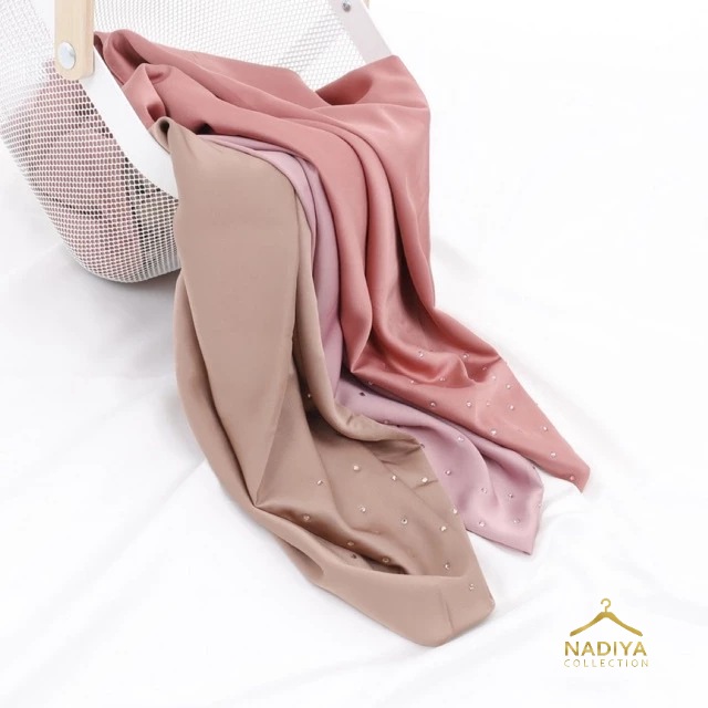 Ayu Lestari Scarf - Today Donna Scarf Satin Silk Square Crystal Premium by Nadiya