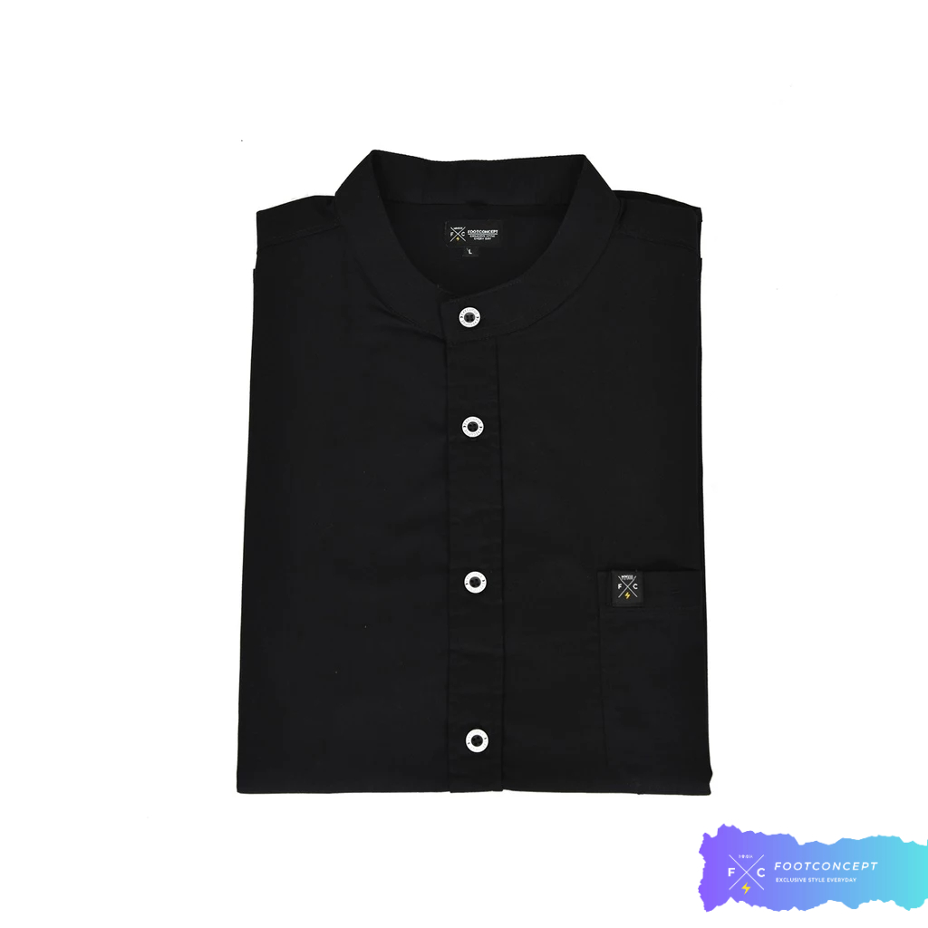 Kemeja Casual Katun Pria Kemeja Koko Muslim Formal Cowok Footconcept Ozzi Black Shirt