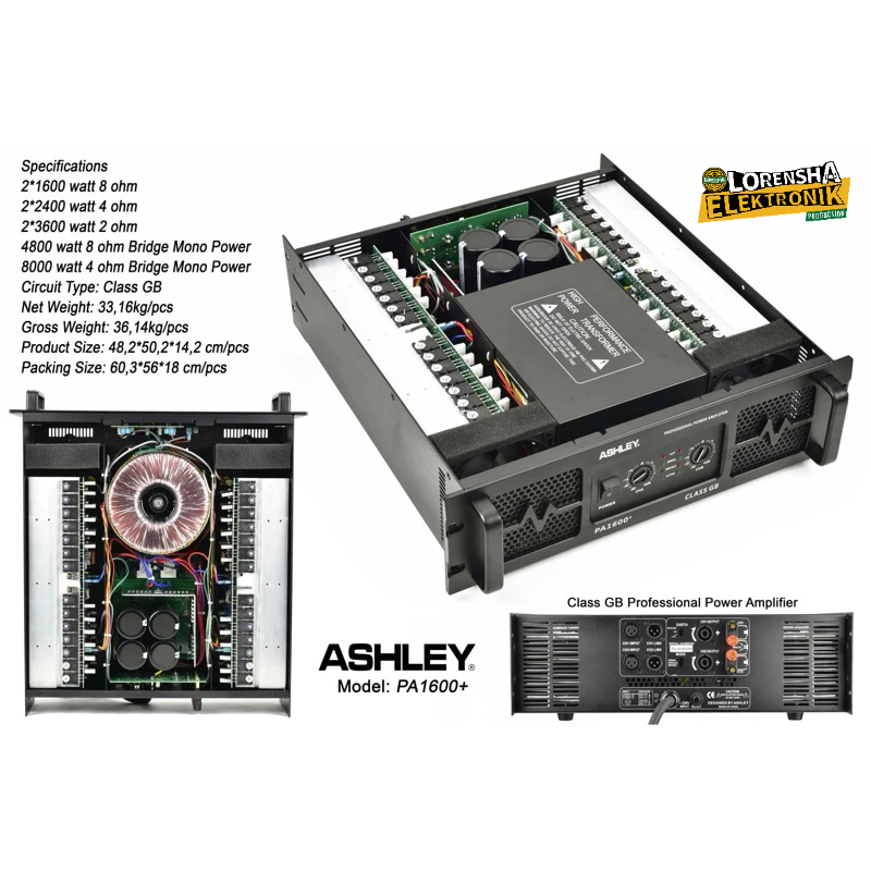 Power Amplifier ASHLEY PA1600 / PA 1600 Original Class GB