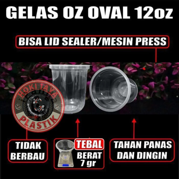 Gelas Plastik 12 oz - Cup oval Bulat - gelas cup oval 12 oz murah - gelas plastik round