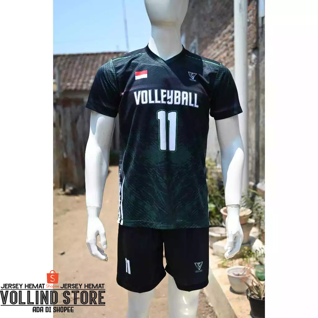 JERSEY VOLLEY BALL ORIGINAL VOLLIND WARNA HITAM HIJAU STELAN ( TIDAK BISA REQUEST NAMA)