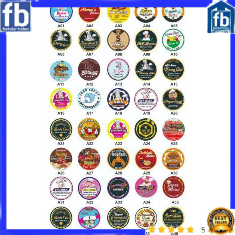 

Label Stiker Kemasan Bulat 5 cm makanan minuman bahan cromo glossy mengkilap