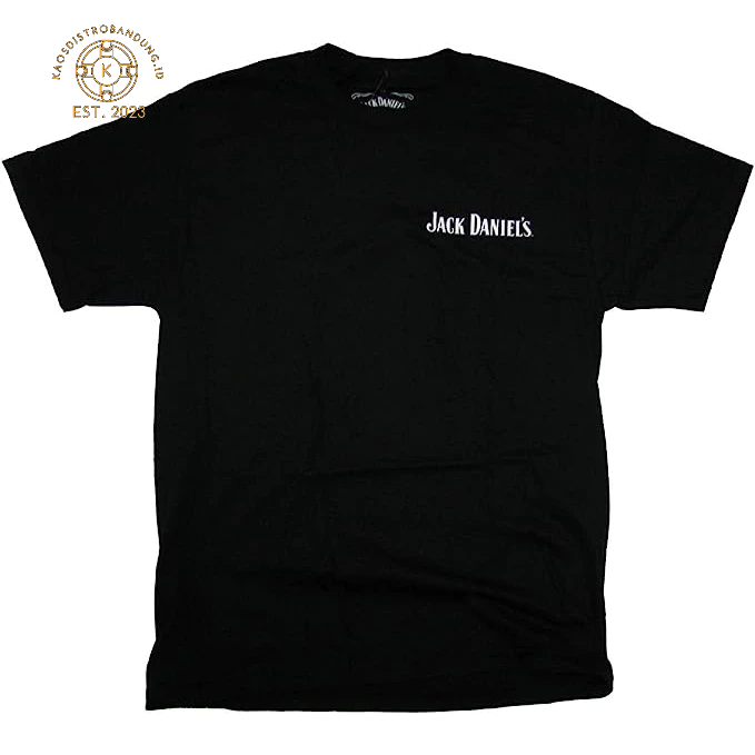BAJU KAOS Unisex Jack Daniels T-Shirt Logo Label 2 Sides
