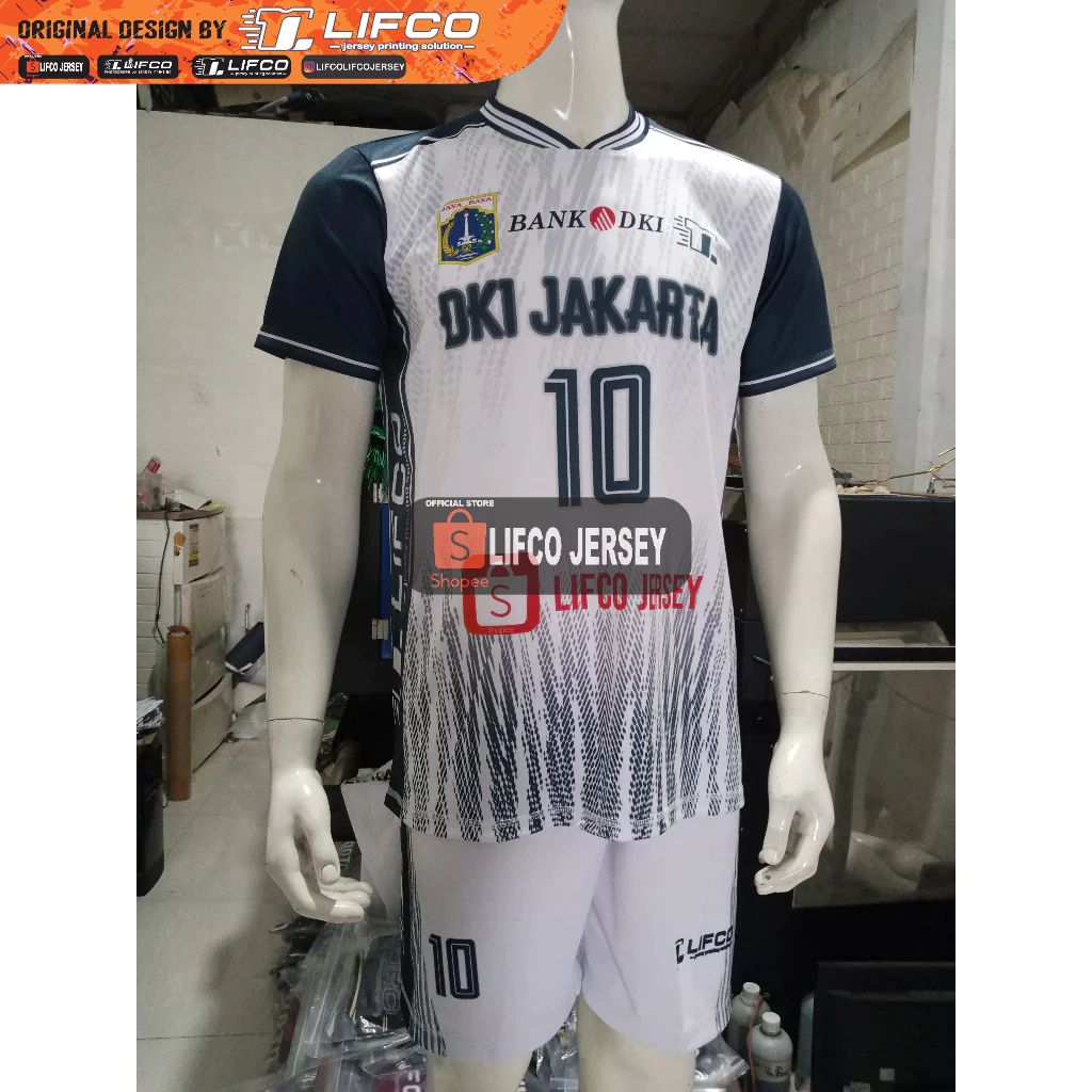 PREMIUM JERSEY ORIGINAL LIFCO VOLLEY BALL PRA-PON DKI JAKARTA PUTIH STELAN BERLENGAN (TIDAK BISA REQ