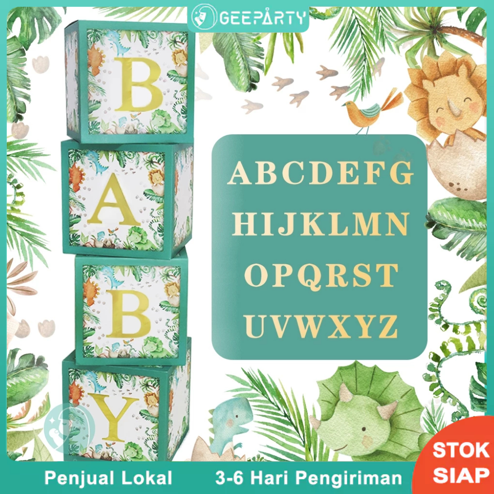 30*30cm Dinosaurus Lucu Tyrannosaurus Rex Kotak Balon Nama DIY Untuk Dekorasi Pesta Ulang Tahun