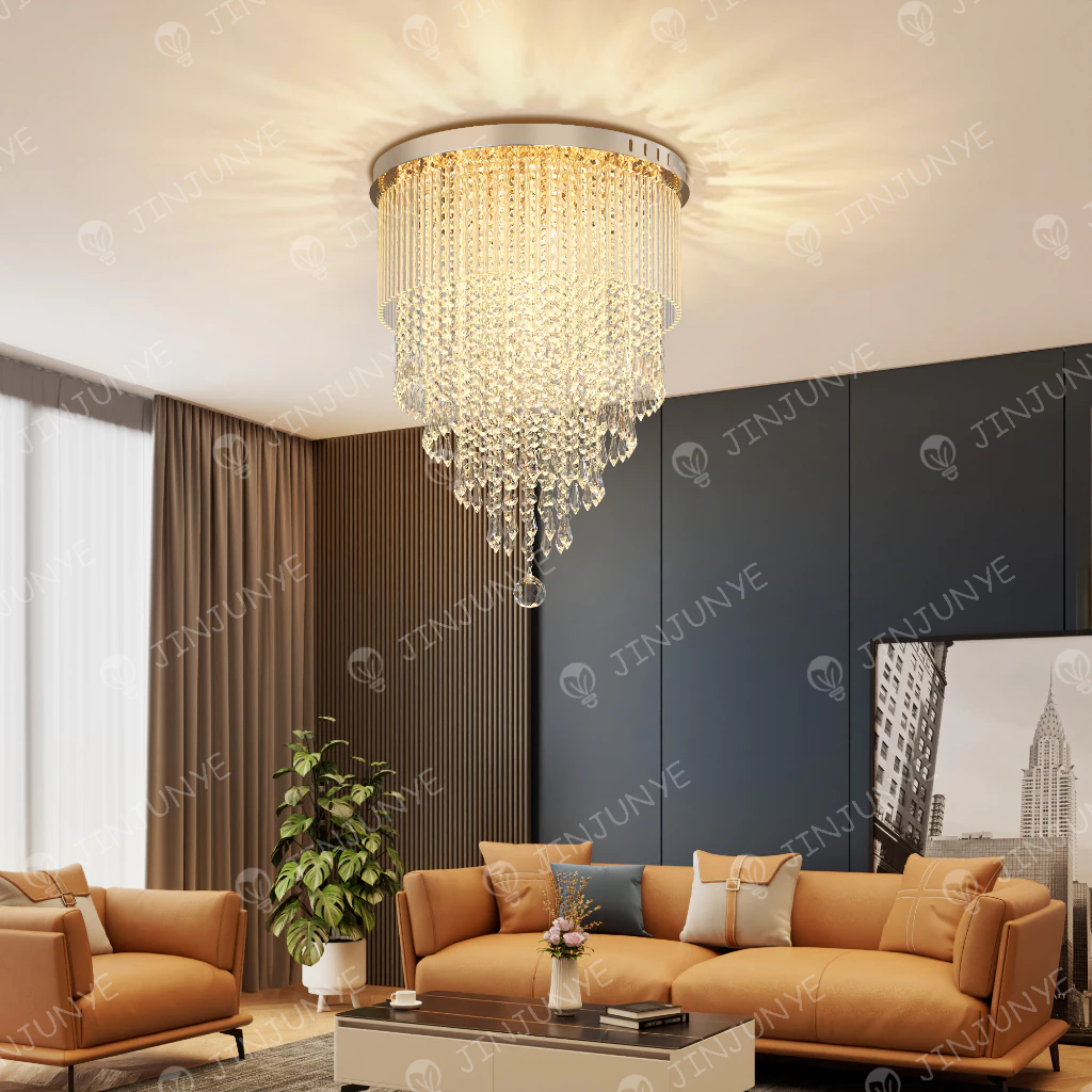 Lampu Plafon Kristal Modern LED Lampu Hias Ruang Tamu Mewah Elegan 6-layer Crystal Untuk Ruang Tamu/Kamar Tidur/Cafe/Hotel Lampu Plafon Minimalis termasuk E14 bohlam K9 Crystal Ceiling Lamp JINY