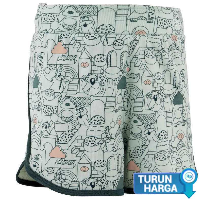 Decathlon Domyos Celana pendek senam bayi anak perempuan dan laki-laki 500 - turquoise bergambar - 8