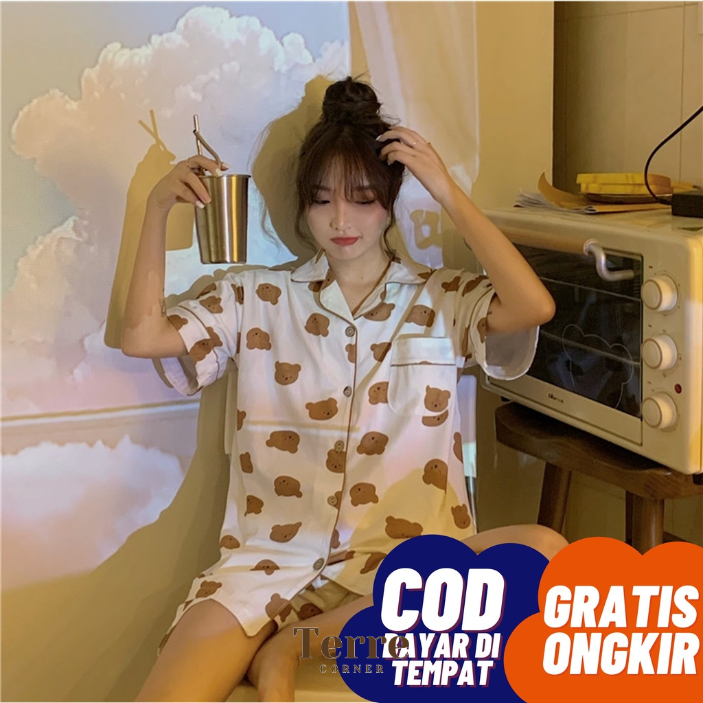 PIYAMA KOREA BAJU TIDUR KOREA BAJU TIDUR PENDEK WANITA PIYAMA KOREA PAKAIAN TIDUR PENDEK BAJU TIDUR 