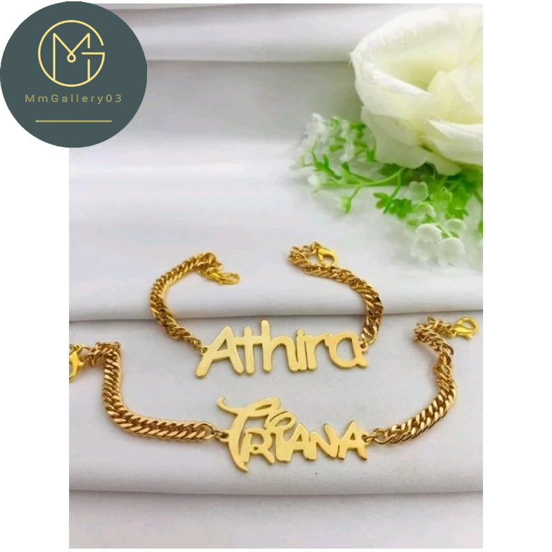 Gelang nama custom anti karat lapis emas//Gelang nama//Gelang nama anak dan dewasa