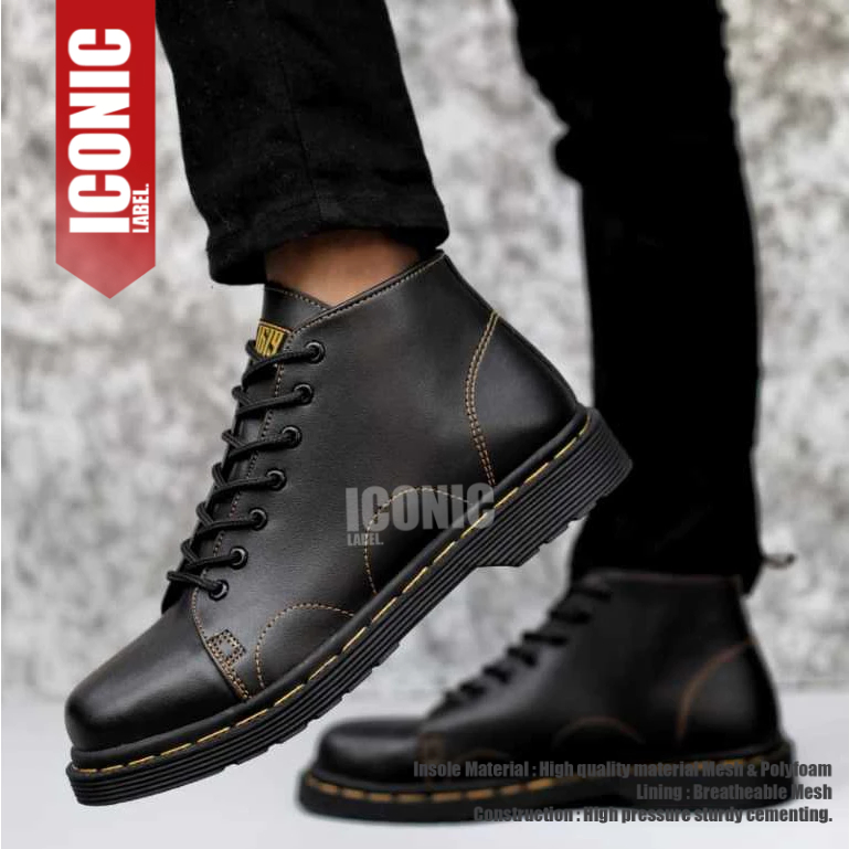 Sepatu Docmart Boots Tinggi Formal Hitam Pria