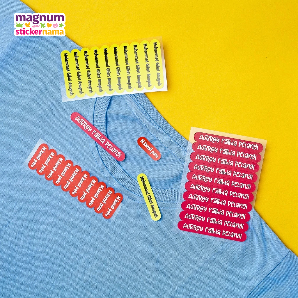 Stiker Nama Baju Setrika Polos, Bahan Polyflex, Ukuran Kecil
